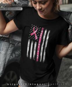 Back The Pink Ribbon American Flag Breast Cancer Awareness Shirt 6 Back The Pink Ribbon American Flag Breast Cancer Awareness Women TShirt