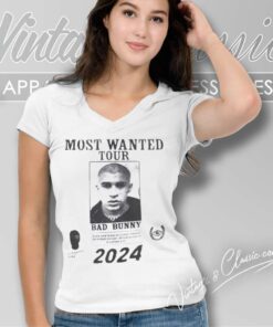 Bad Bunny Shirt Most Wanted Tour 2024 V Neck TShirt