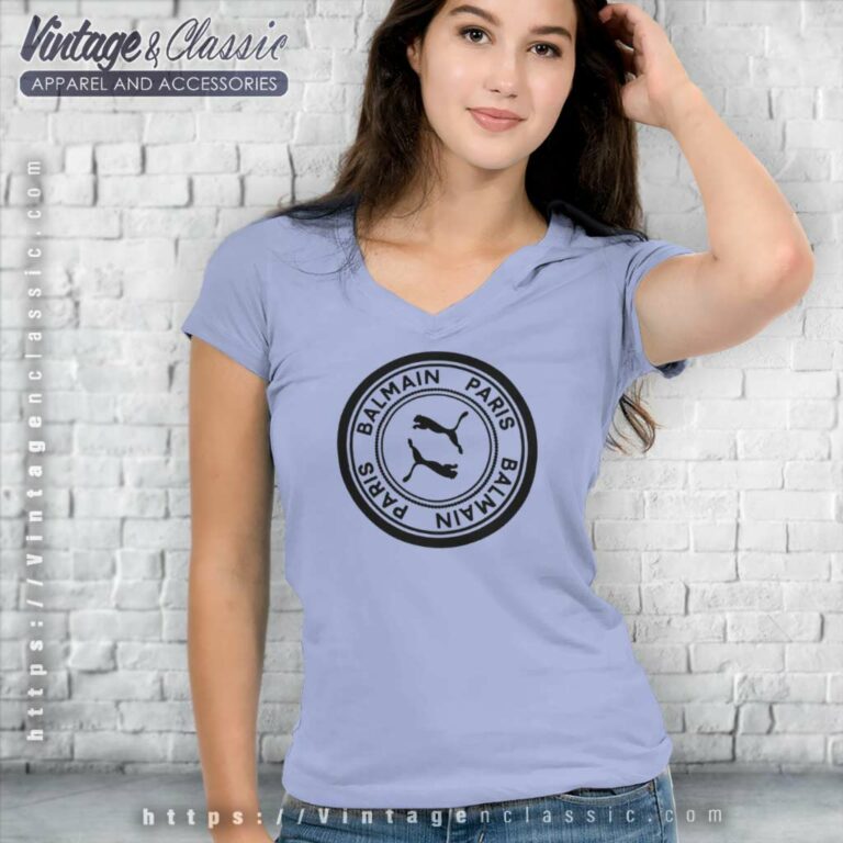 Balmain Puma Logo V Neck TShirt Balmain Puma Logo V Neck TShirt