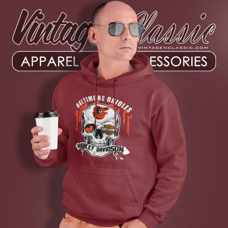 Baltimore Orioles Harley Davidson Skull Hoodie Baltimore Orioles Harley Davidson Skull Hoodie