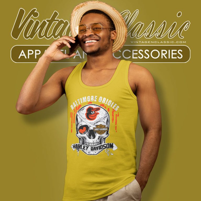 Baltimore Orioles Harley Davidson Skull Tank Top Racerback Baltimore Orioles Harley Davidson Skull Tank Top Racerback