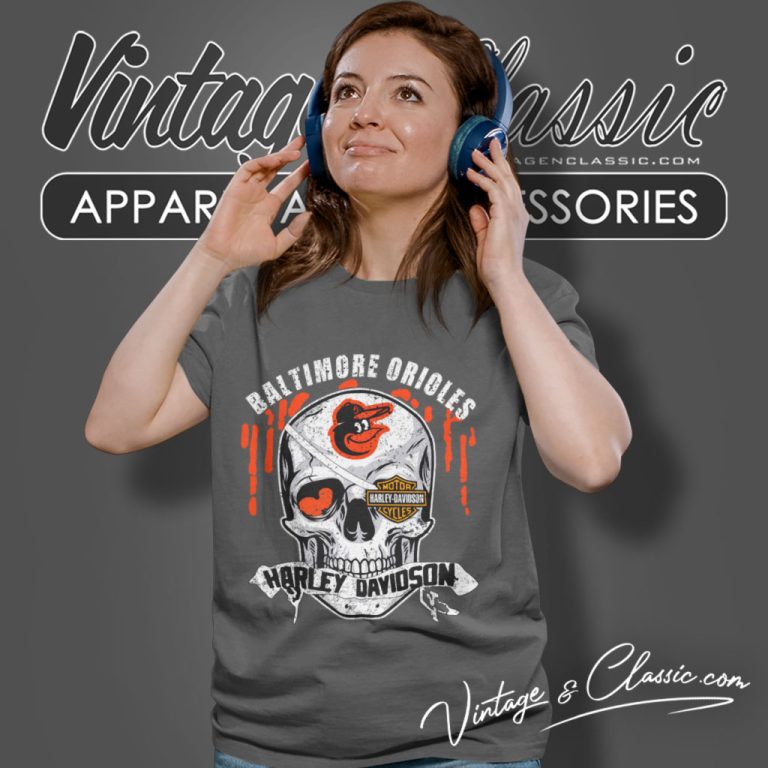 Baltimore Orioles Harley Davidson Skull Women T Shirt Baltimore Orioles Harley Davidson Skull Women T Shirt