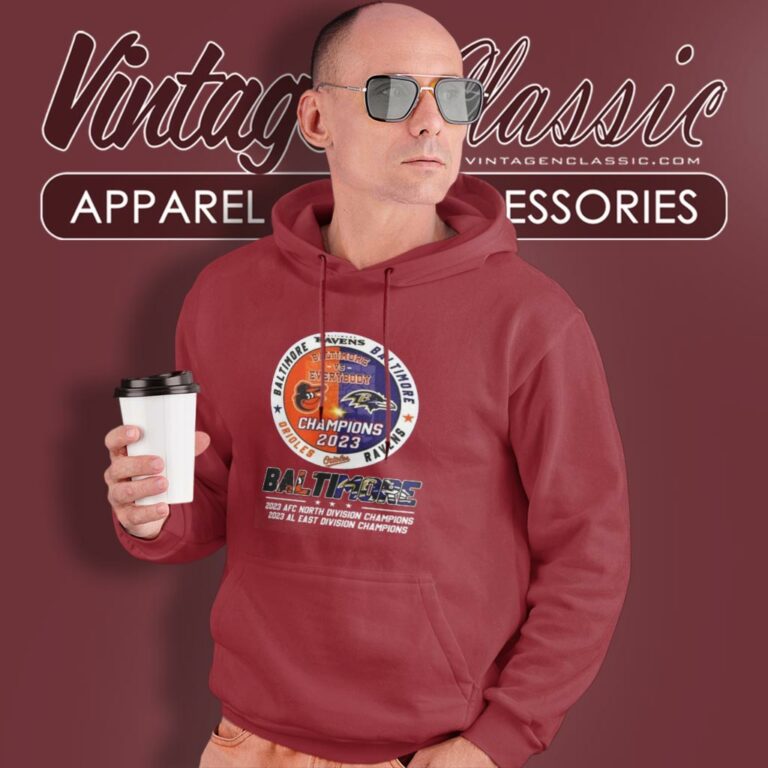 Baltimore Ravens 2023 Afc North Division And 2023 Al East Division Champion Hoodie Baltimore Ravens 2023 Afc North Division And 2023 Al East Division Champion Hoodie