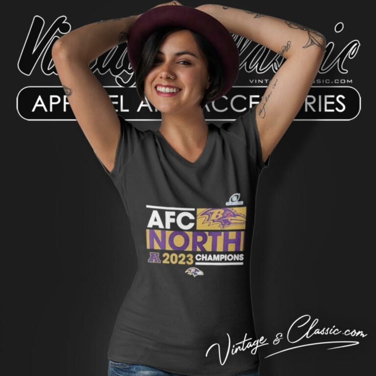 Baltimore Ravens 2023 Afc North Division Champions V Neck TShirt Baltimore Ravens 2023 Afc North Division Champions V Neck TShirt
