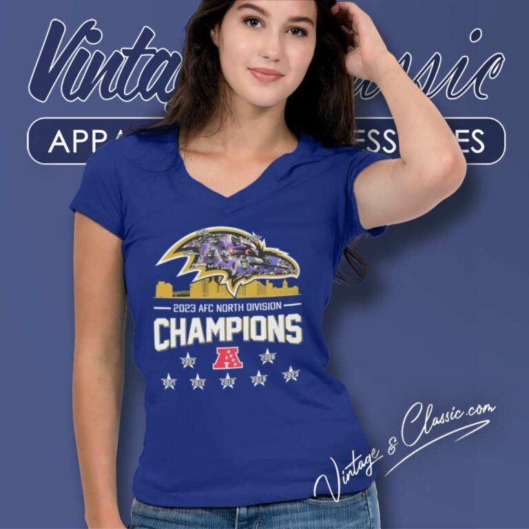 Baltimore Ravens Afc North Division Champions Players Signatures 2023 V Neck TShirt Baltimore Ravens Afc North Division Champions Players Signatures 2023 V Neck TShirt