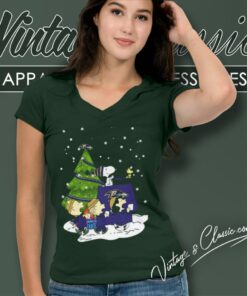 Baltimore Ravens Are Coming To Town Snoopy Christmas V Neck TShirt