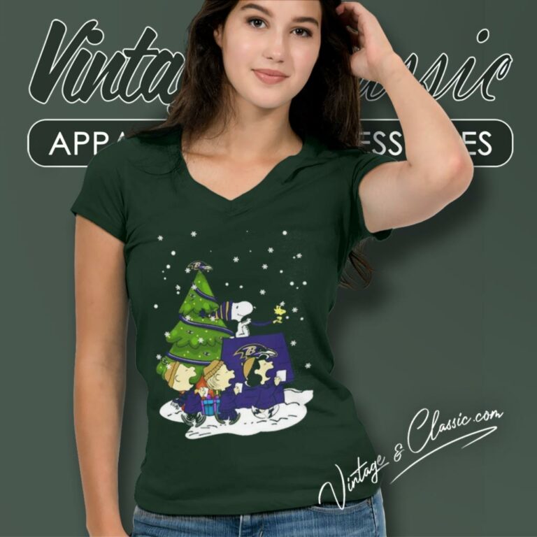 Baltimore Ravens Are Coming To Town Snoopy Christmas V Neck TShirt Baltimore Ravens Are Coming To Town Snoopy Christmas V Neck TShirt