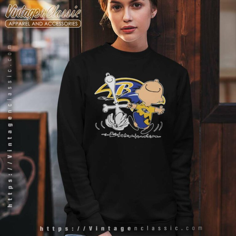Baltimore Ravens Charlie Brown Snoopy Dancing Sweatshirt Baltimore Ravens Charlie Brown Snoopy Dancing Sweatshirt