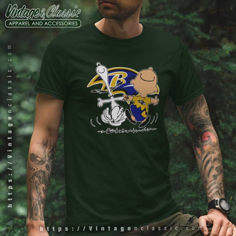 Baltimore Ravens Charlie Brown Snoopy Dancing T Shirt Baltimore Ravens Charlie Brown Snoopy Dancing T Shirt