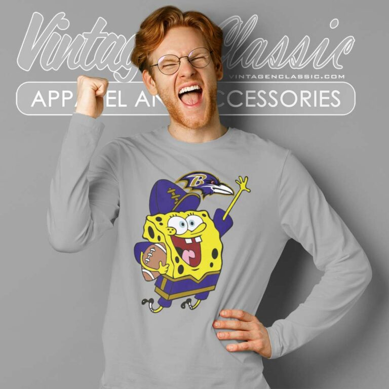Baltimore Ravens Football Spongebob Long Sleeve Tee Baltimore Ravens Football Spongebob Long Sleeve Tee