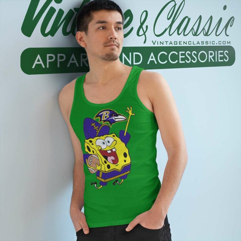 Baltimore Ravens Football Spongebob Tank Top Racerback Baltimore Ravens Football Spongebob Tank Top Racerback