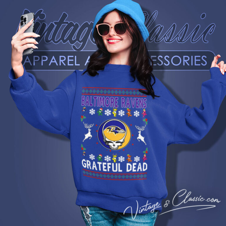 Baltimore Ravens Grateful Dead Ugly Christmas Sweatshirt Baltimore Ravens Grateful Dead Ugly Christmas Sweatshirt