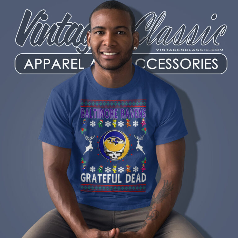 Baltimore Ravens Grateful Dead Ugly Christmas T Shirt Baltimore Ravens Grateful Dead Ugly Christmas T Shirt
