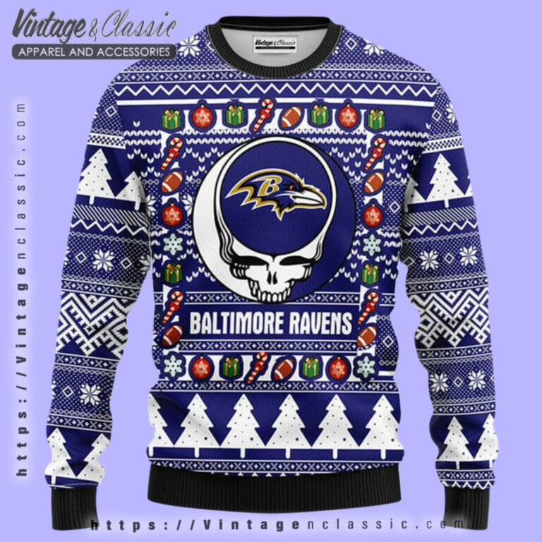 Baltimore Ravens Grateful Dead Ugly Sweater Ugly Christmas Sweater Baltimore Ravens Grateful Dead Ugly Sweater Ugly Christmas Sweater