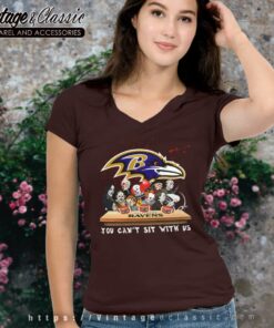 Baltimore Ravens Horror Movies You Cant Sit With Us Halloween V Neck TShirt