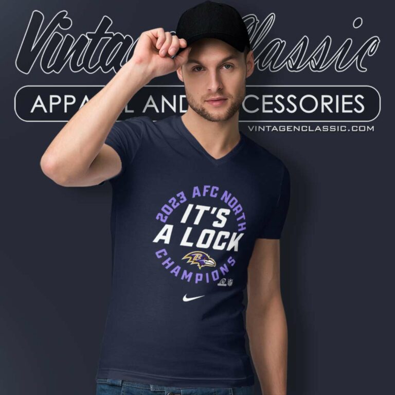 Baltimore Ravens Its A Lock Afc North Division Champions Nike V Neck TShirt Baltimore Ravens Its A Lock Afc North Division Champions Nike V Neck TShirt