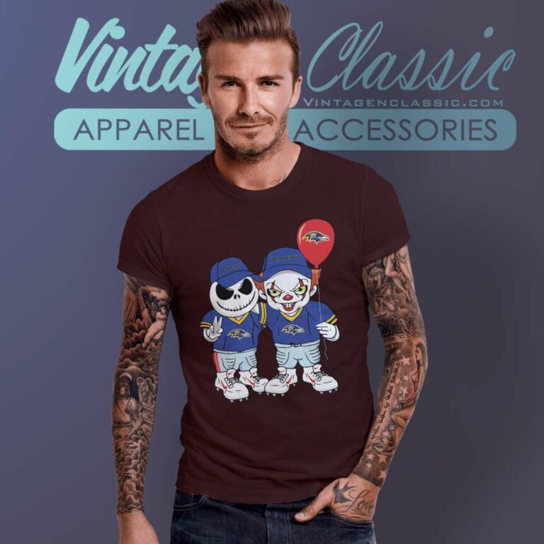 Baltimore Ravens Jack Skellington And Pennywise T Shirt Baltimore Ravens Jack Skellington And Pennywise T Shirt