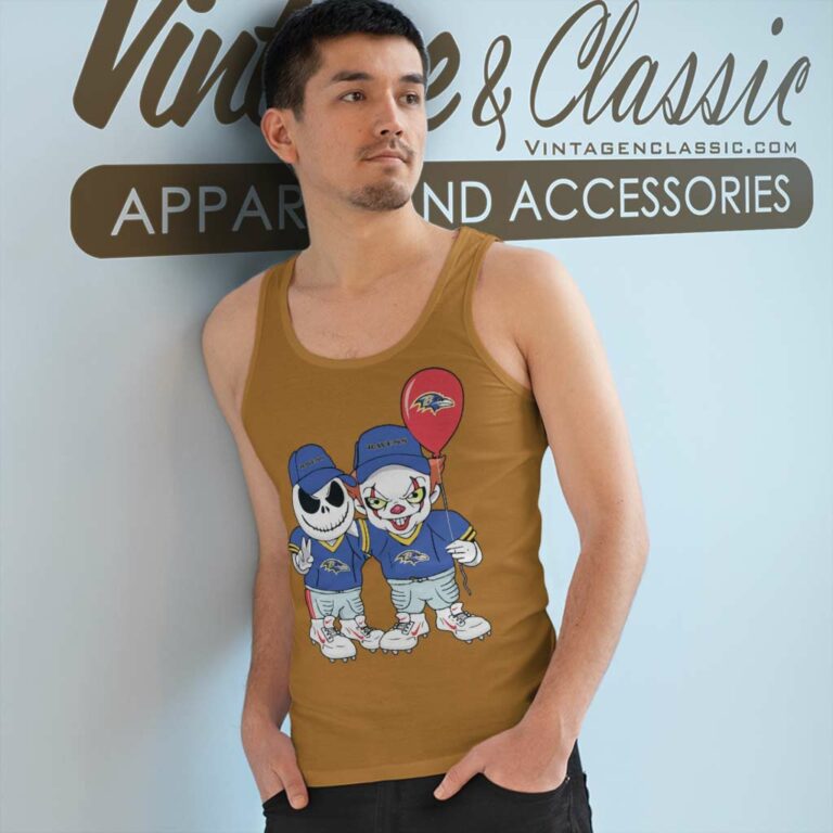 Baltimore Ravens Jack Skellington And Pennywise Tank Top Racerback Baltimore Ravens Jack Skellington And Pennywise Tank Top Racerback