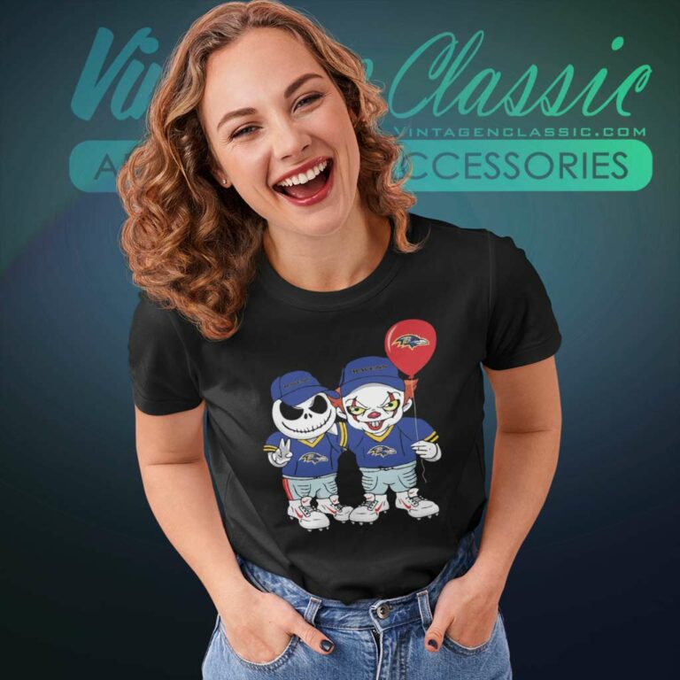Baltimore Ravens Jack Skellington And Pennywise Women TShirt Baltimore Ravens Jack Skellington And Pennywise Women TShirt