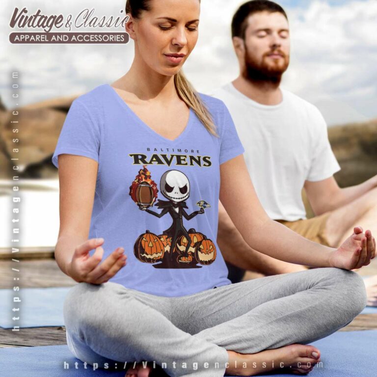 Baltimore Ravens Jack Skellington Halloween V Neck TShirt Baltimore Ravens Jack Skellington Halloween V Neck TShirt