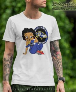 Baltimore Ravens Logo And Betty Boop T Shirt
