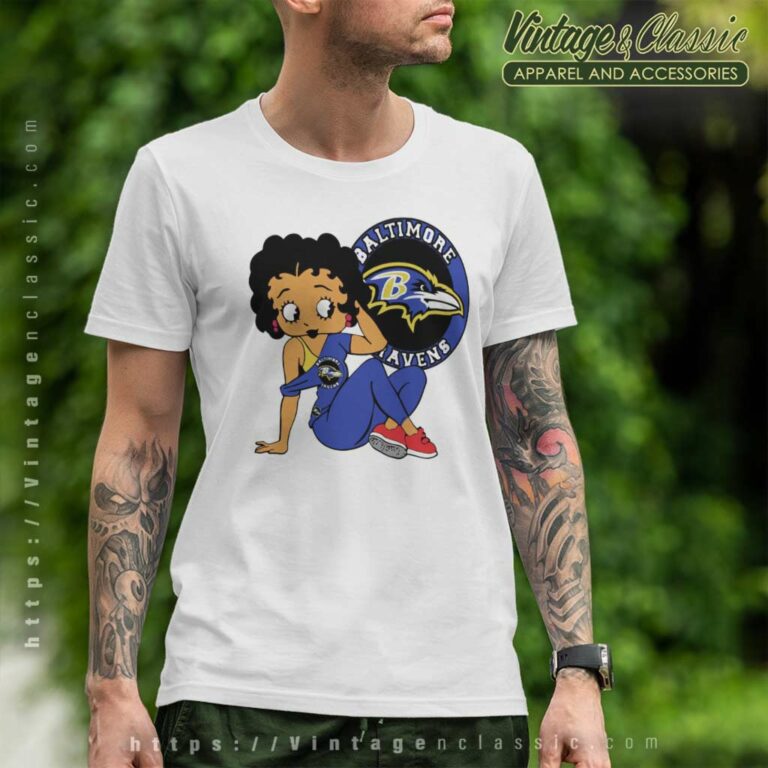 Baltimore Ravens Logo And Betty Boop T Shirt Baltimore Ravens Logo And Betty Boop T Shirt