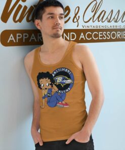 Baltimore Ravens Logo And Betty Boop Tank Top Racerback