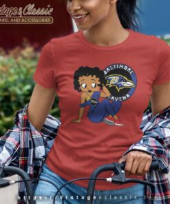 Baltimore Ravens Logo And Betty Boop Women TShirt