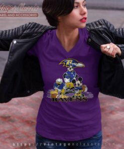 Baltimore Ravens Mickey Mouse Donald Duck Goofy Football Shirt 5 Baltimore Ravens Mickey Mouse Donald Duck Goofy Football V Neck TShirt