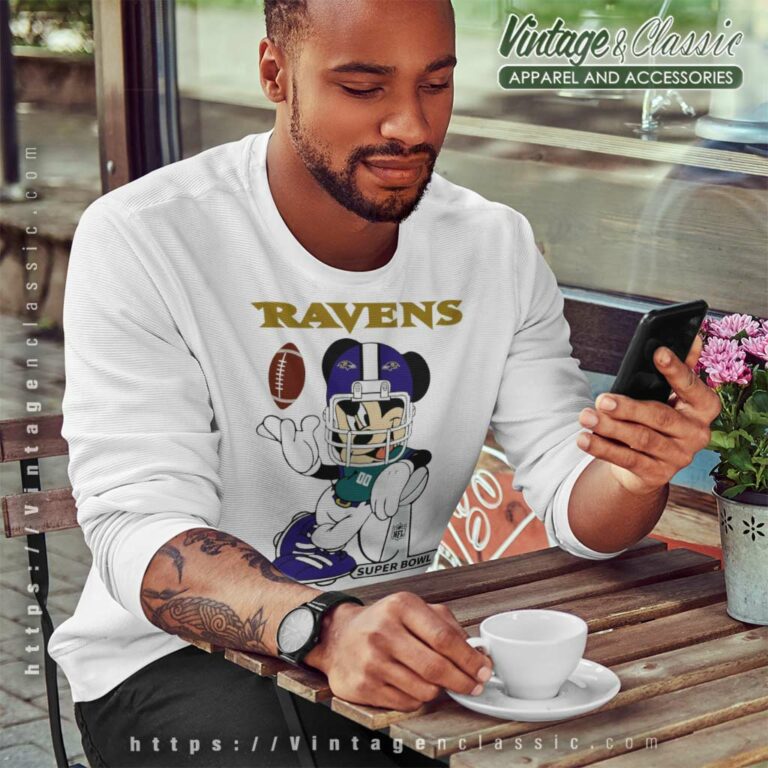 Baltimore Ravens Mickey Mouse Super Bowl Football Sweatshirt Baltimore Ravens Mickey Mouse Super Bowl Football Sweatshirt