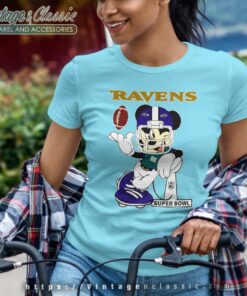 Baltimore Ravens Mickey Mouse Super Bowl Football Women TShirt