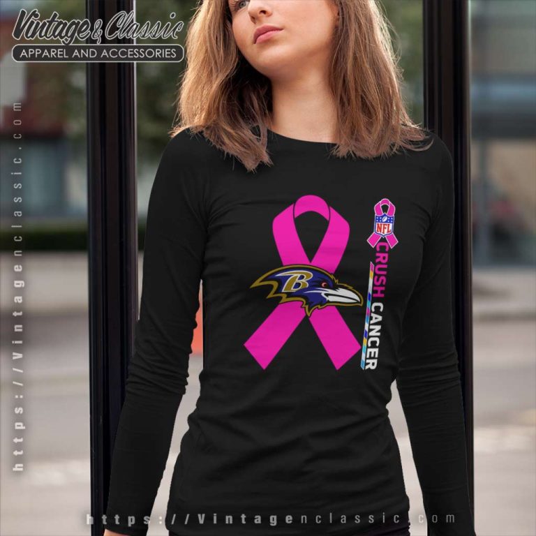 Baltimore Ravens Nfl Crush Cancer 2023 Long Sleeve Tee Baltimore Ravens Nfl Crush Cancer 2023 Long Sleeve Tee