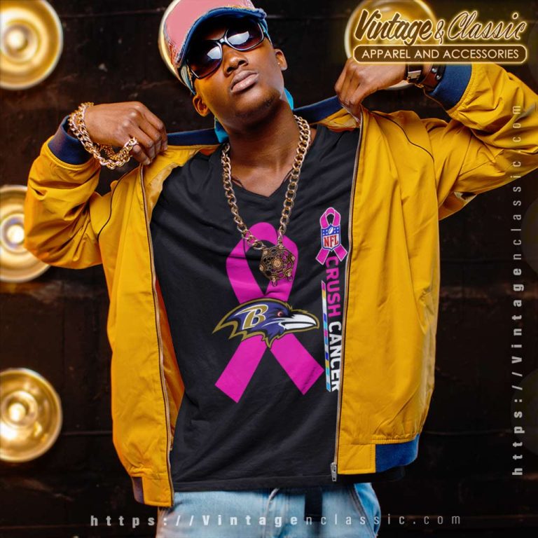 Baltimore Ravens Nfl Crush Cancer 2023 V Neck TShirt Baltimore Ravens Nfl Crush Cancer 2023 V Neck TShirt