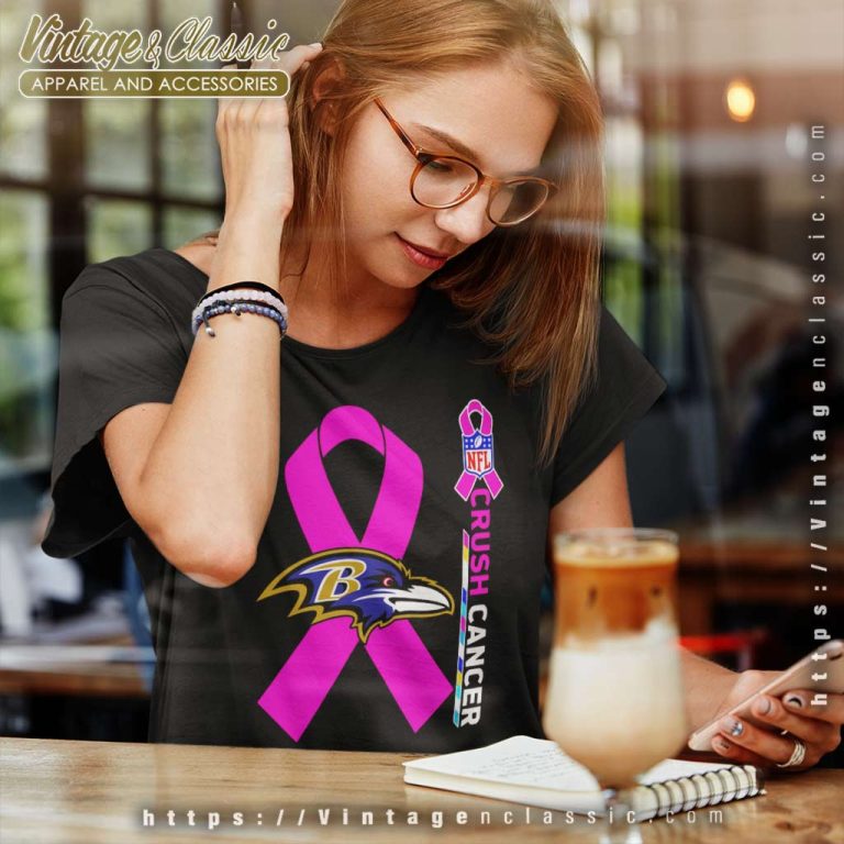 Baltimore Ravens Nfl Crush Cancer 2023 Women TShirt Baltimore Ravens Nfl Crush Cancer 2023 Women TShirt