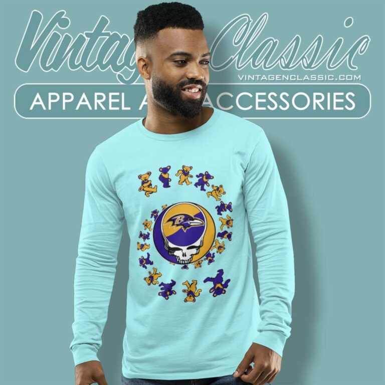 Baltimore Ravens Nfl Grateful Dancing Bears Long Sleeve Tee Baltimore Ravens Nfl Grateful Dancing Bears Long Sleeve Tee