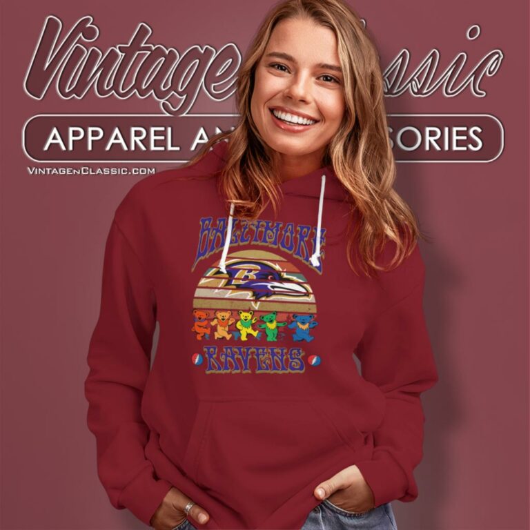 Baltimore Ravens Nfl Grateful Dancing Bears Retro Hoodie Baltimore Ravens Nfl Grateful Dancing Bears Retro Hoodie