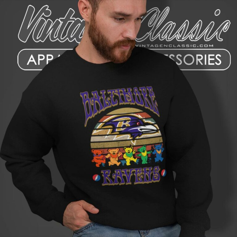 Baltimore Ravens Nfl Grateful Dancing Bears Retro Sweatshirt Baltimore Ravens Nfl Grateful Dancing Bears Retro Sweatshirt