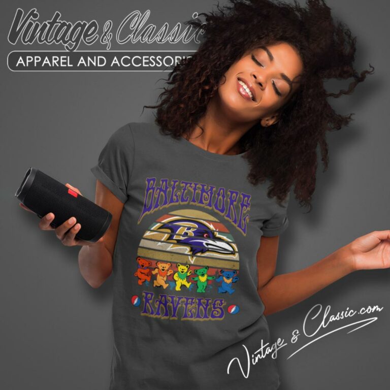 Baltimore Ravens Nfl Grateful Dancing Bears Retro Women T Shirt Baltimore Ravens Nfl Grateful Dancing Bears Retro Women T Shirt