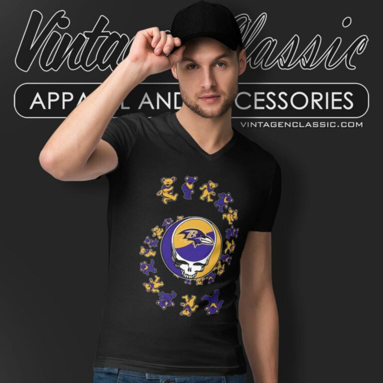 Baltimore Ravens Nfl Grateful Dancing Bears V Neck TShirt Baltimore Ravens Nfl Grateful Dancing Bears V Neck TShirt