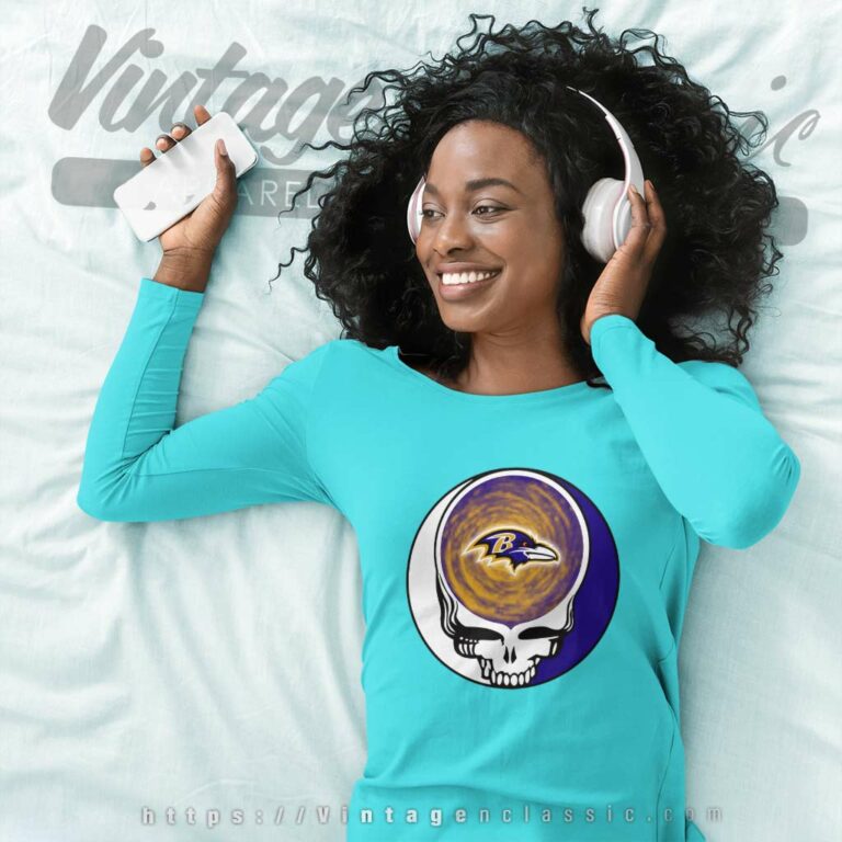 Baltimore Ravens Nfl Grateful Dead Logo Long Sleeve Tee Baltimore Ravens Nfl Grateful Dead Logo Long Sleeve Tee