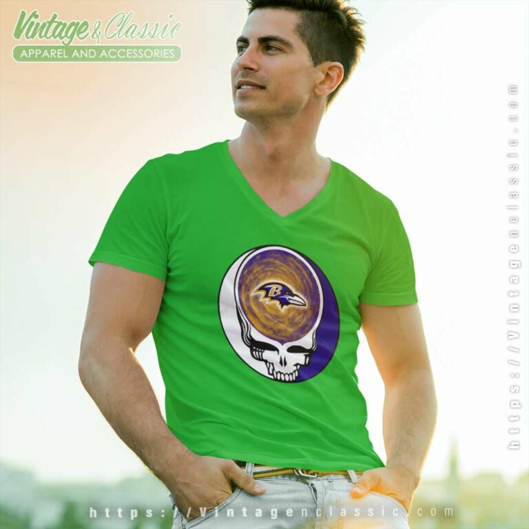 Baltimore Ravens Nfl Grateful Dead Logo V Neck TShirt Baltimore Ravens Nfl Grateful Dead Logo V Neck TShirt