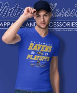 Baltimore Ravens Playoffs Go Ravens 2023 V Neck TShirt