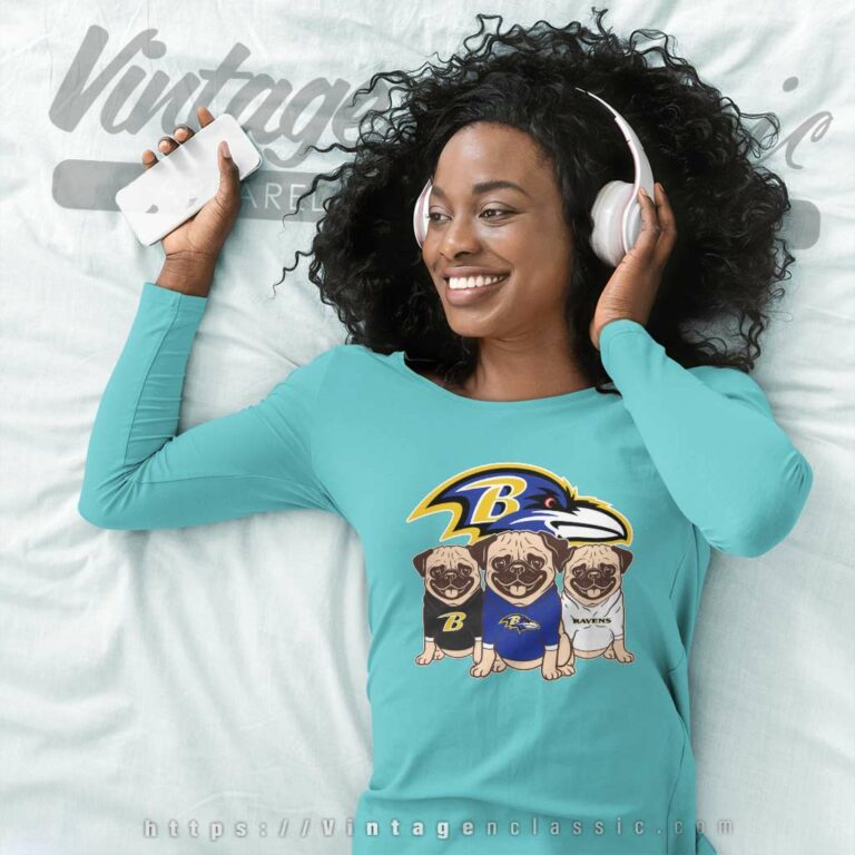 Baltimore Ravens Pug Team Long Sleeve Tee Baltimore Ravens Pug Team Long Sleeve Tee