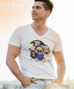Baltimore Ravens Pug Team V Neck TShirt