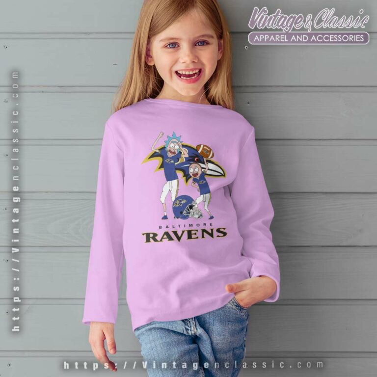 Baltimore Ravens Rick And Morty Dancing Kids Long Sleeve Tee Baltimore Ravens Rick And Morty Dancing Kids Long Sleeve Tee