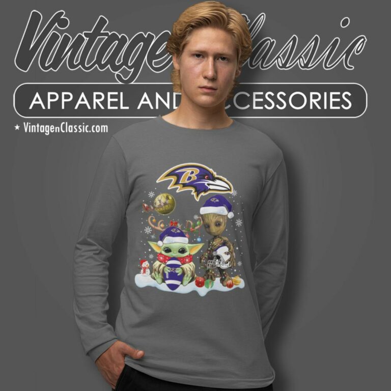 Baltimore Ravens Shirt Baby Yoda And Groot Santa Christmas Long Sleeve Tee Baltimore Ravens Shirt Baby Yoda And Groot Santa Christmas Long Sleeve Tee