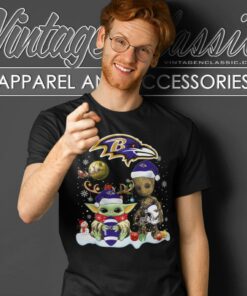 Baltimore Ravens Shirt Baby Yoda And Groot Santa Christmas T Shirt