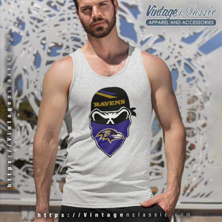 Baltimore Ravens Skull Bandana Tank Top Racerback Baltimore Ravens Skull Bandana Tank Top Racerback