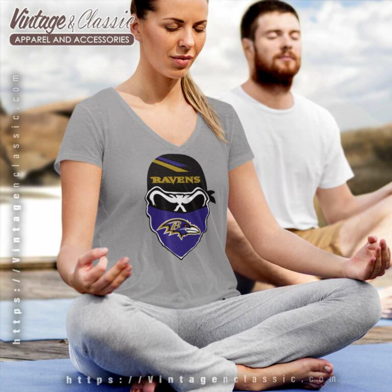 Baltimore Ravens Skull Bandana V Neck TShirt Baltimore Ravens Skull Bandana V Neck TShirt