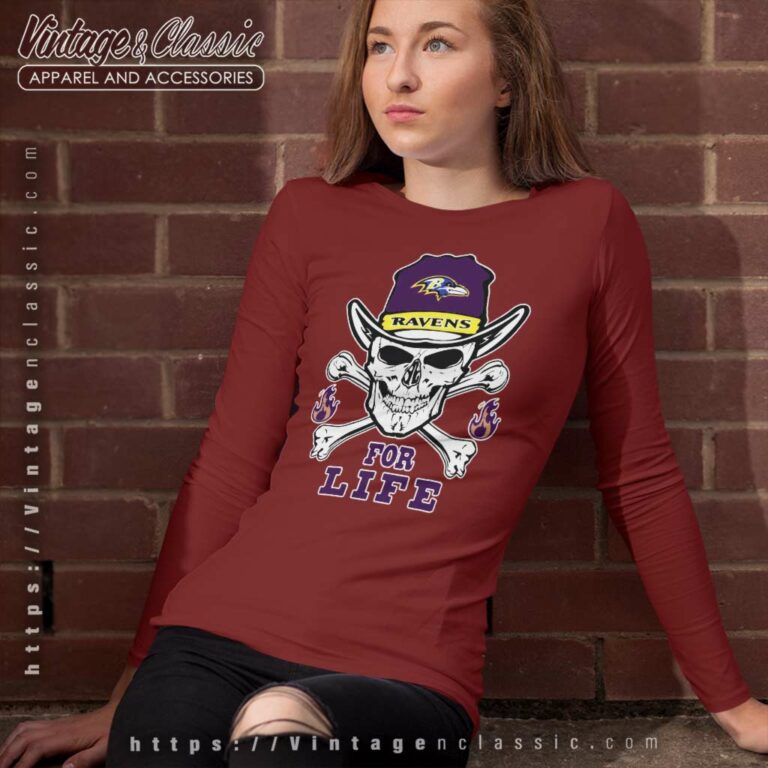 Baltimore Ravens Skull Fire For Life Long Sleeve Tee Baltimore Ravens Skull Fire For Life Long Sleeve Tee